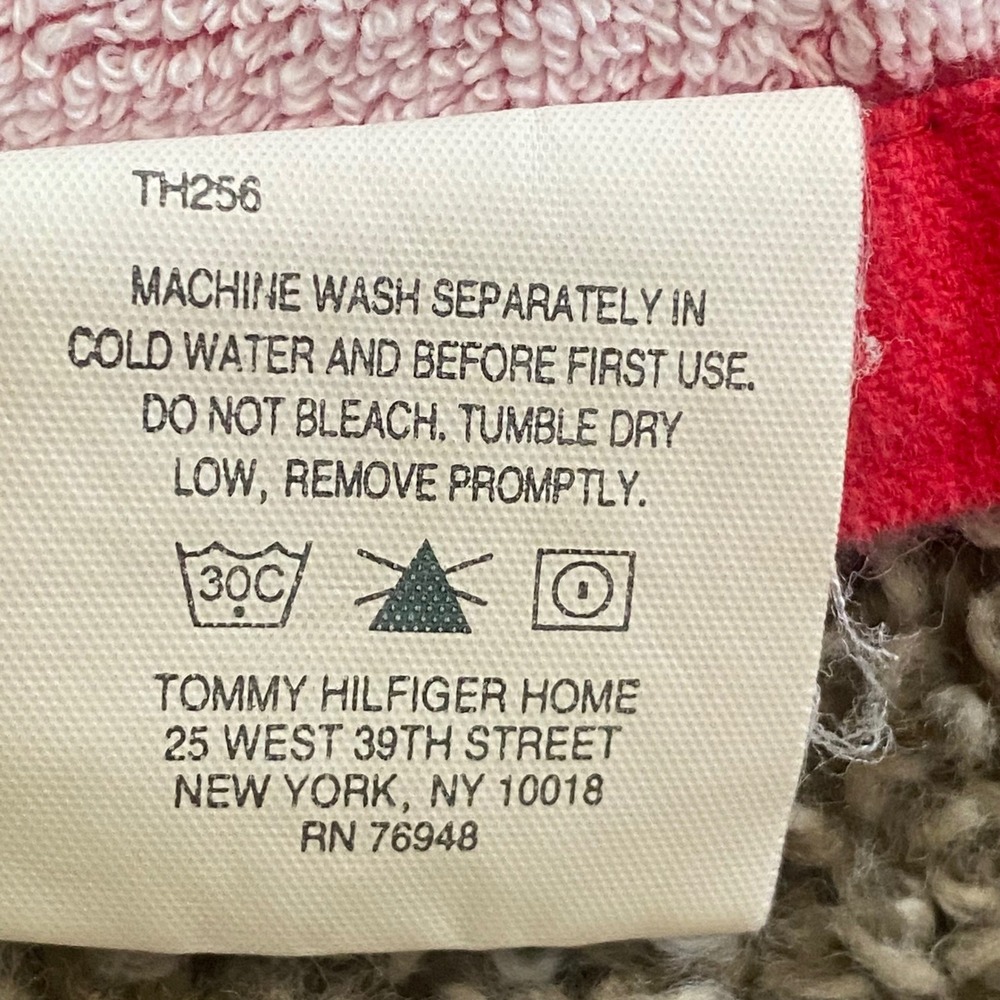 Y2K Tommy Hilfiger Beach Towel White Red Navy Blue Logo Print 100% Cotton - Picture 4 of 6
